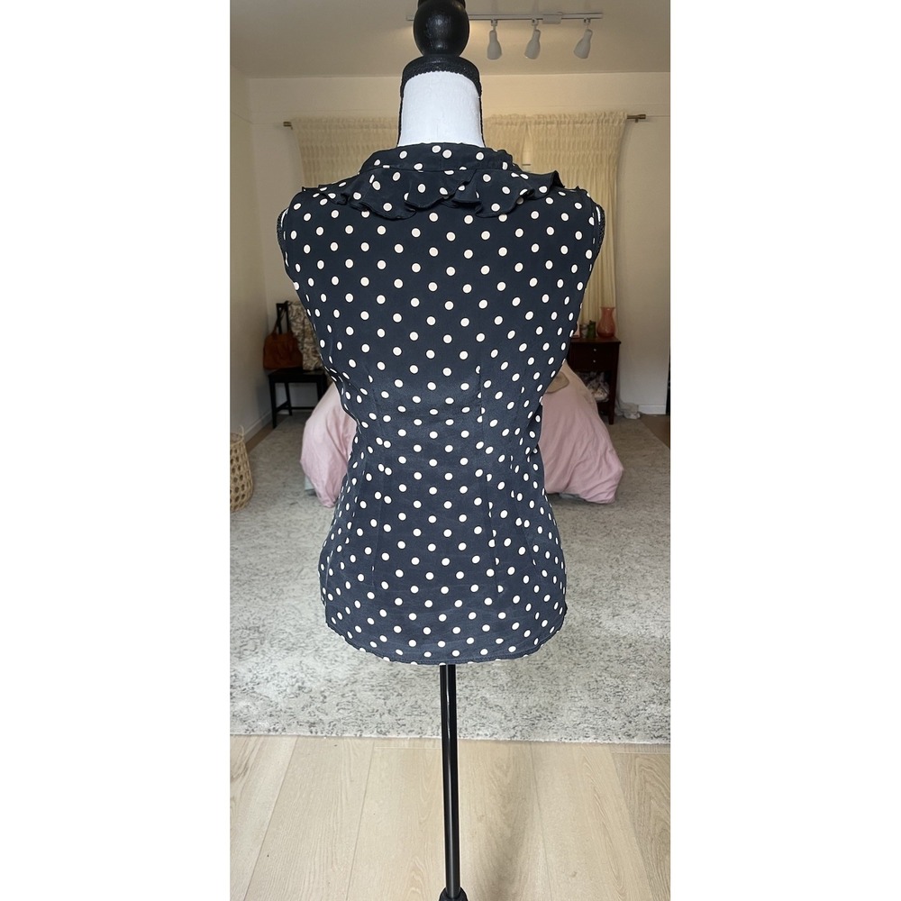 Nanette Lepore Double Breasted! Polka Dot Sleeveless Blouse Sz 4 Small Silk wome - Picture 2 of 11